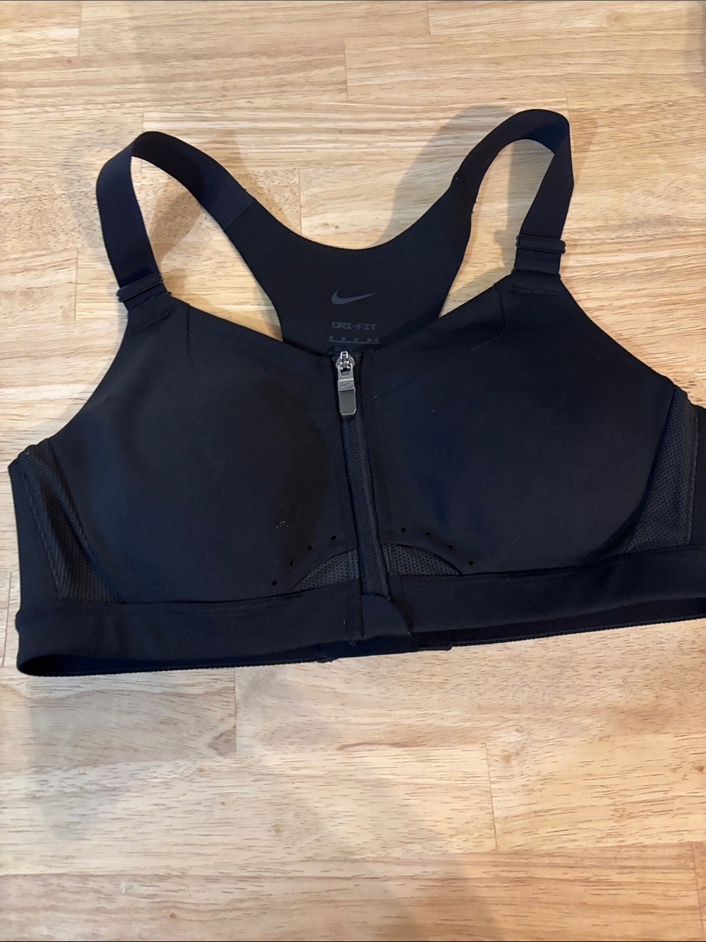 Nike Black Front-Zip High-Support Sports Bra